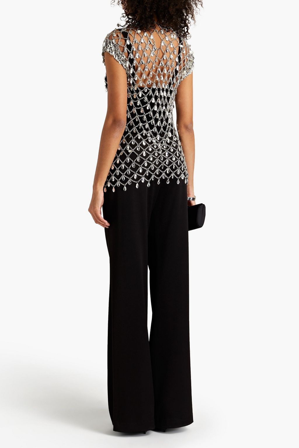 RABANNE Crystal-embellished chainmail top