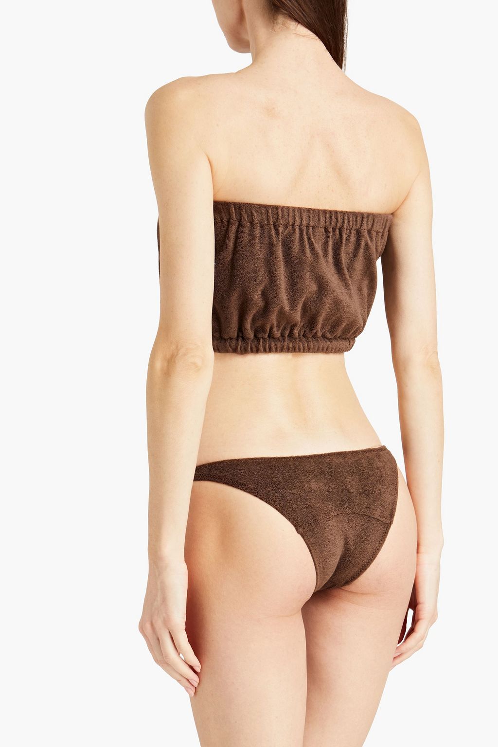 LISA MARIE FERNANDEZ Cotton-blend terry bandeau bikini