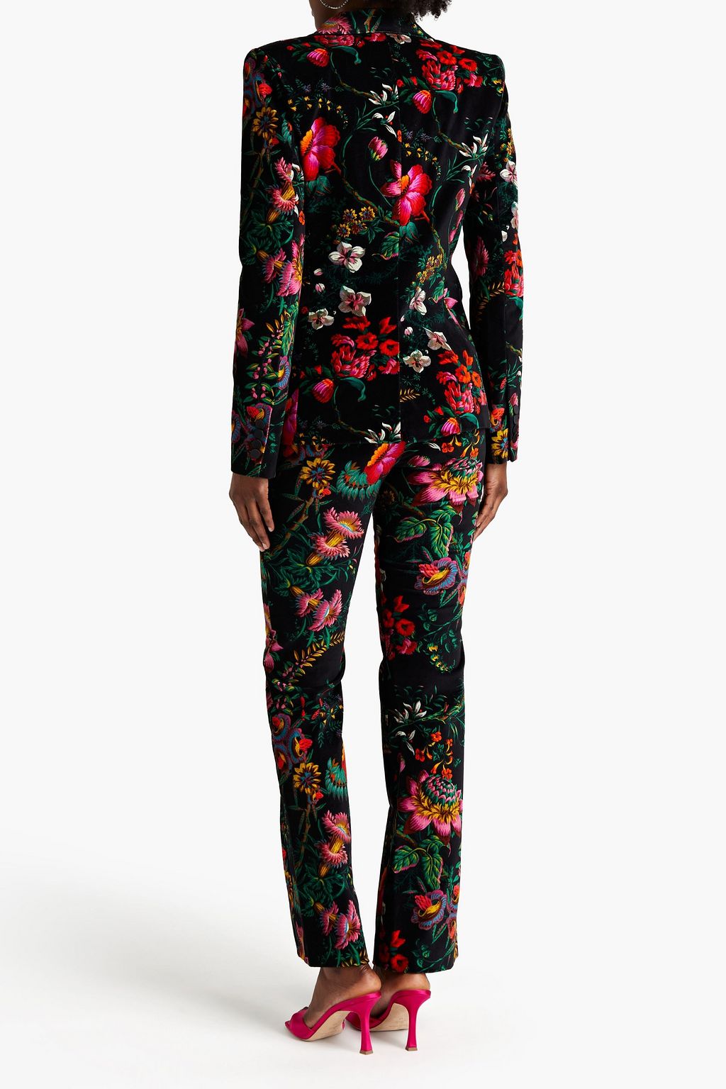 RABANNE Floral-print stretch-cotton velvet blazer
