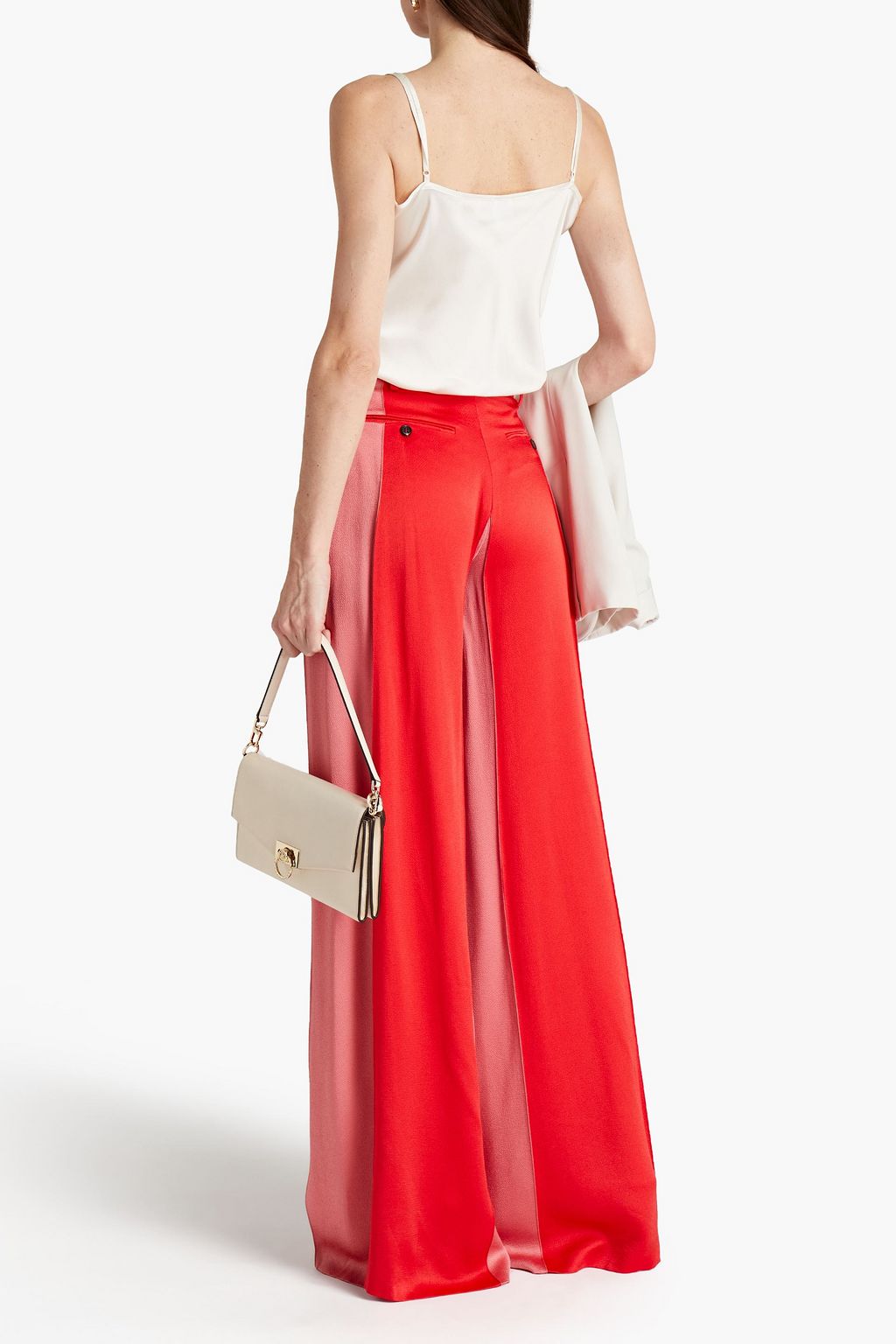 VALENTINO GARAVANI Zweifarbige Hose mit weitem Bein aus gehämmertem Satin
