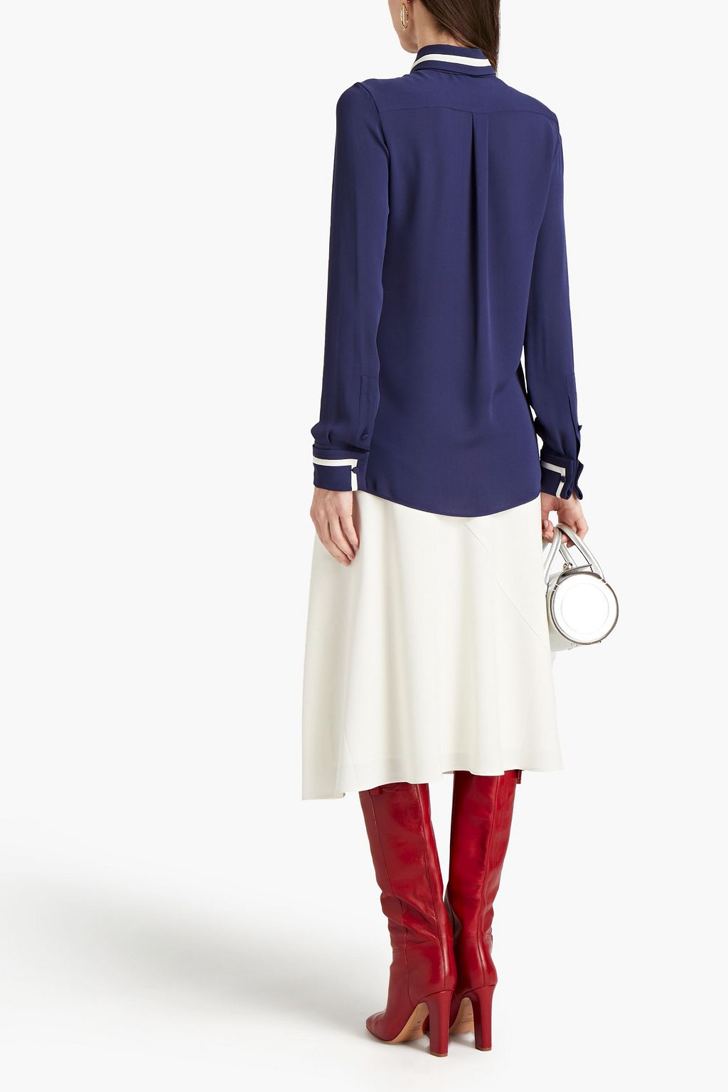 VALENTINO GARAVANI Tie-neck silk-crepe shirt