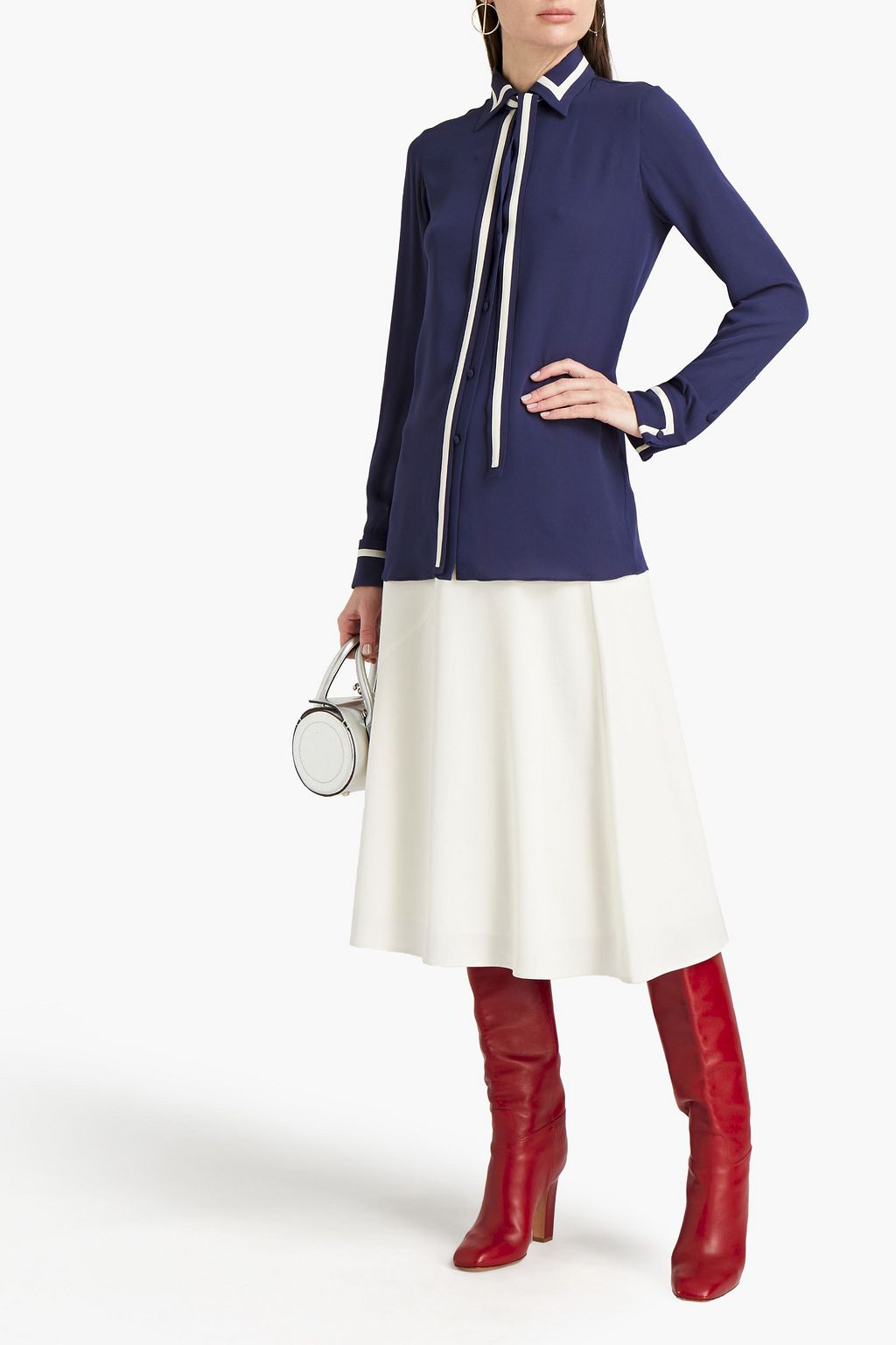 VALENTINO GARAVANI Tie-neck silk-crepe shirt
