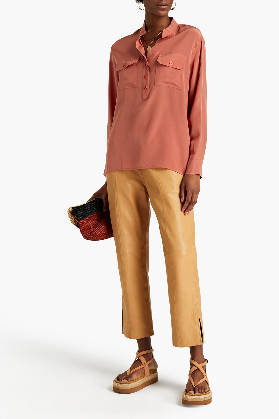 Vanessa Bruno Silk Tunic In Antique Rose