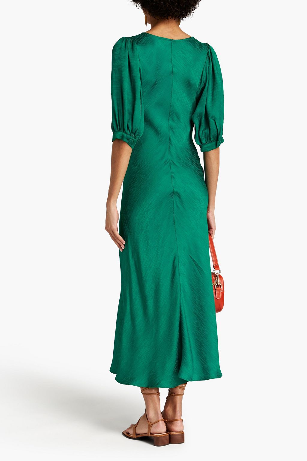 VANESSA BRUNO Ruched satin-jacquard midi dress