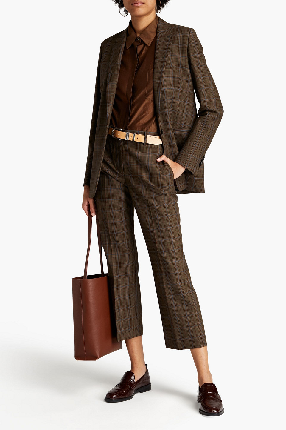 Paul Smith Prince Of Wales Checked Woven Blazer In Brown