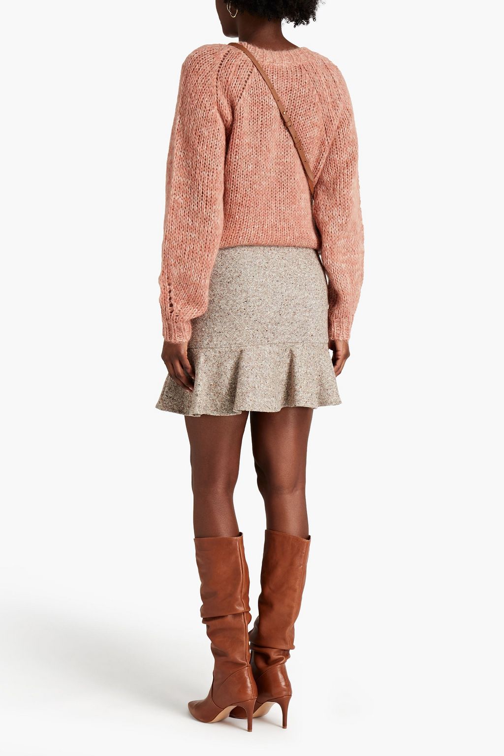VANESSA BRUNO Ruffled wool-blend tweed mini skirt