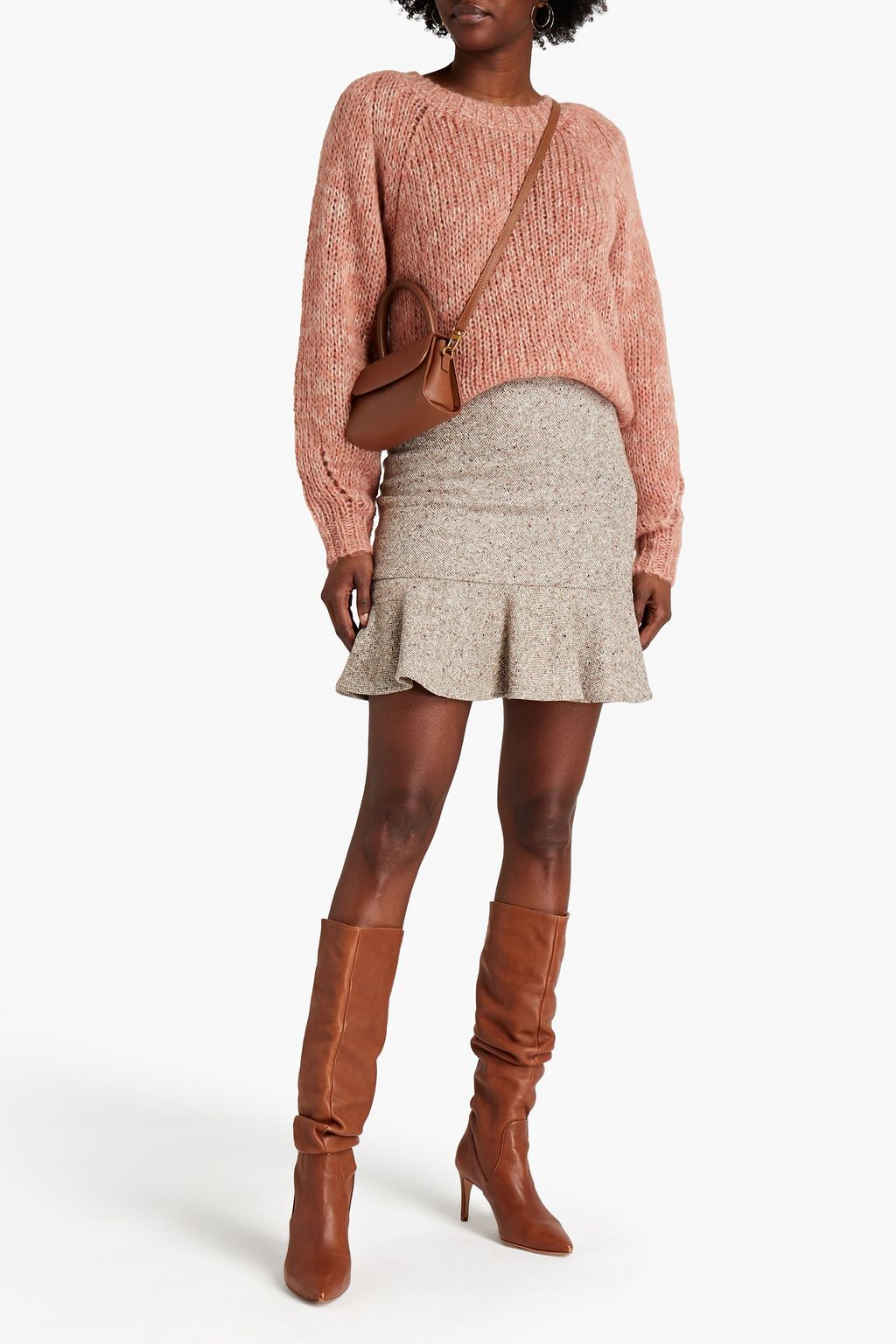 VANESSA BRUNO Ruffled wool-blend tweed mini skirt