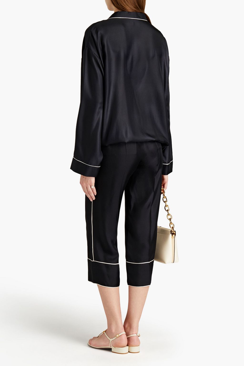 VALENTINO GARAVANI Cropped silk-satin twill straight-leg pants