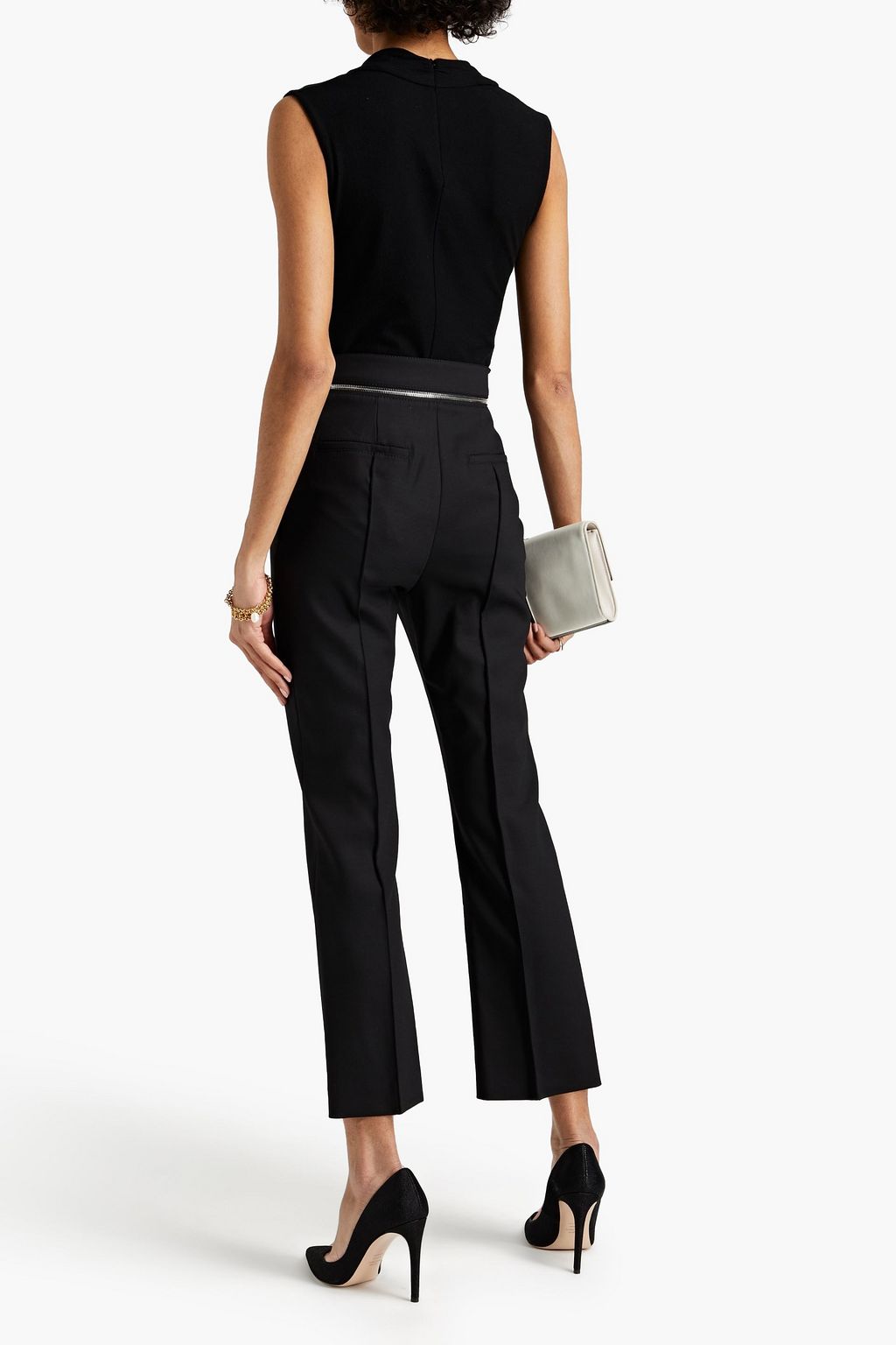 VALENTINO GARAVANI Cropped zip-detailed wool-blend slim-leg pants