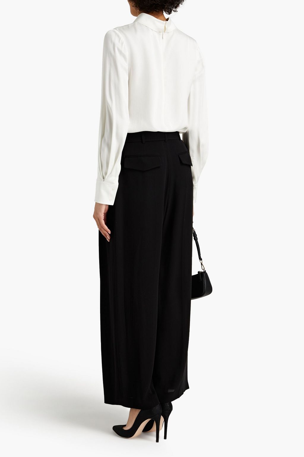 VALENTINO GARAVANI Pleated silk-cady wide-leg pants
