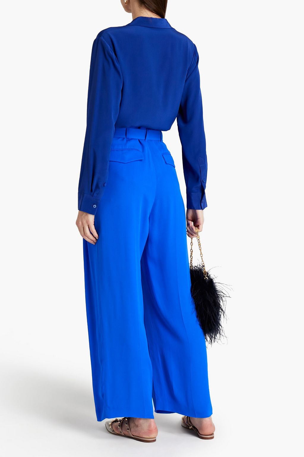 VALENTINO GARAVANI Pleated silk-cady wide-leg pants