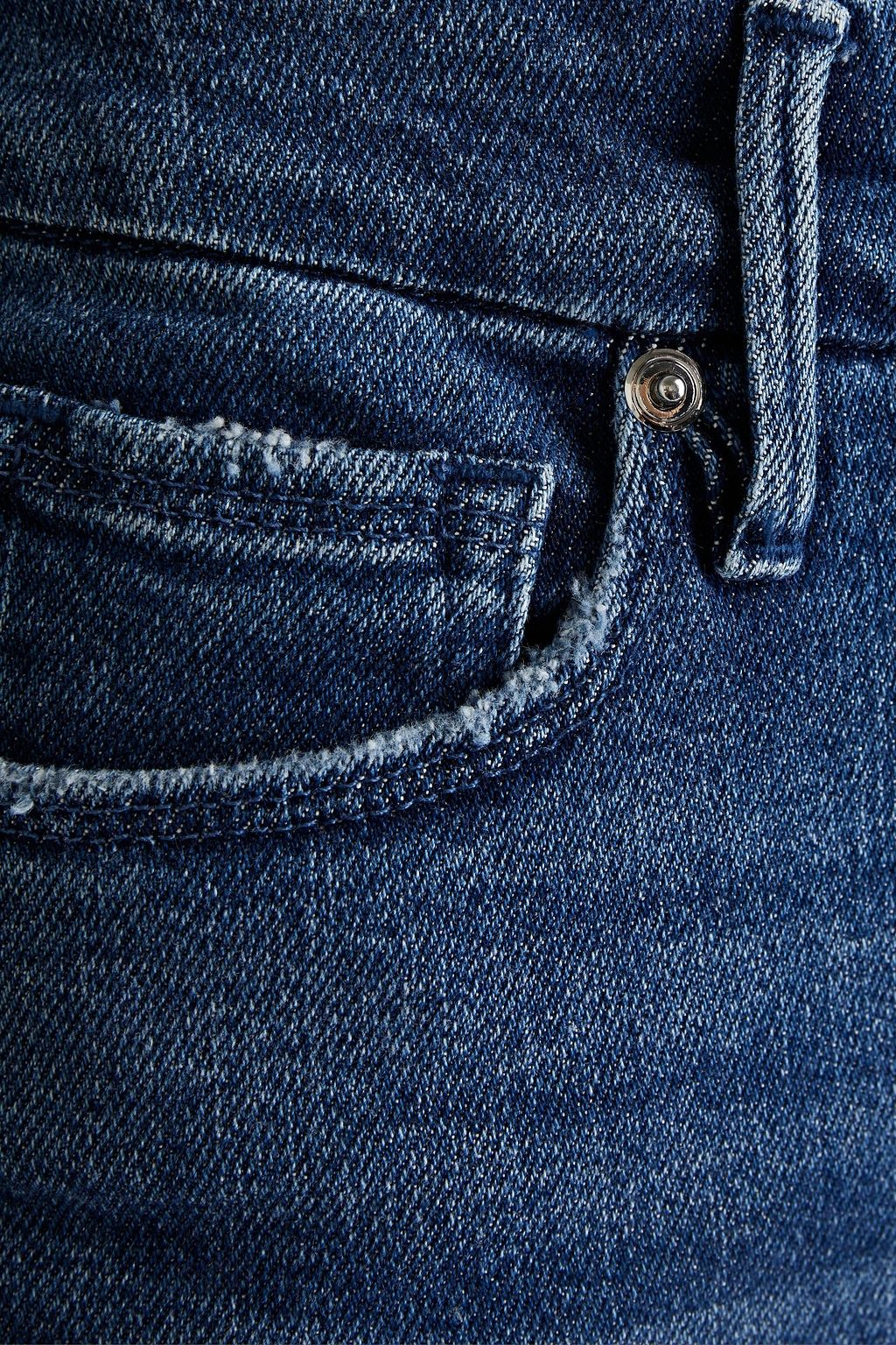 GOOD AMERICAN Cropped distressed high-rise tapered jeans