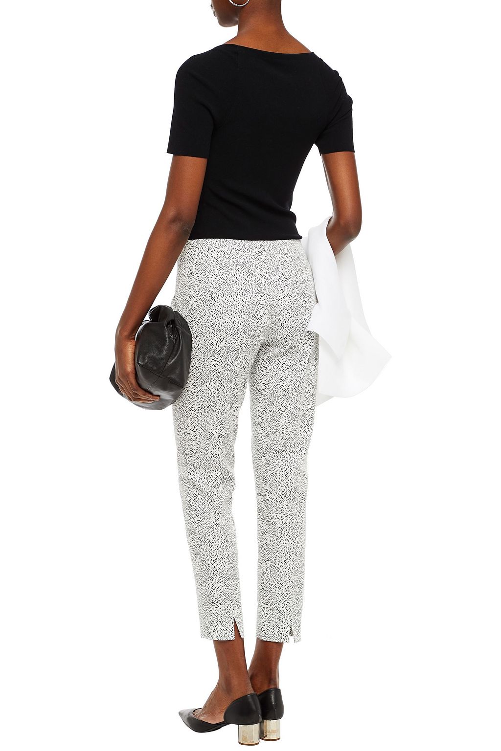 PIAZZA SEMPIONE Cropped polka-dot cotton-blend slim-leg pants