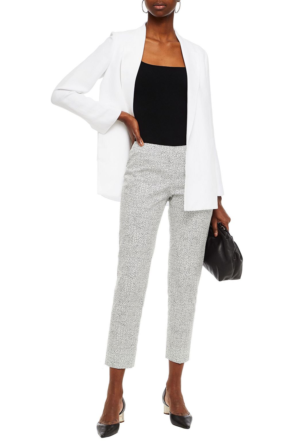 PIAZZA SEMPIONE Cropped polka-dot cotton-blend slim-leg pants