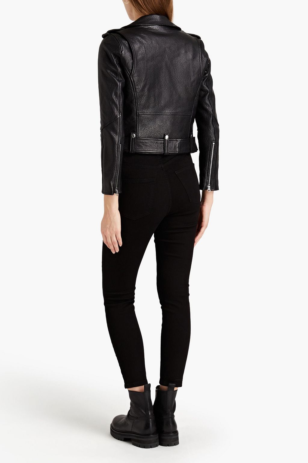 CURRENT/ELLIOTT The Shaina pebbled-leather biker jacket