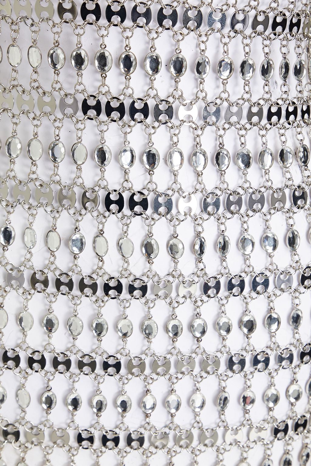 RABANNE Crystal-embellished chainmail mini dress