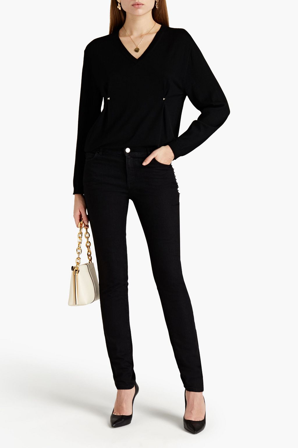 VALENTINO GARAVANI Studded high-rise skinny jeans