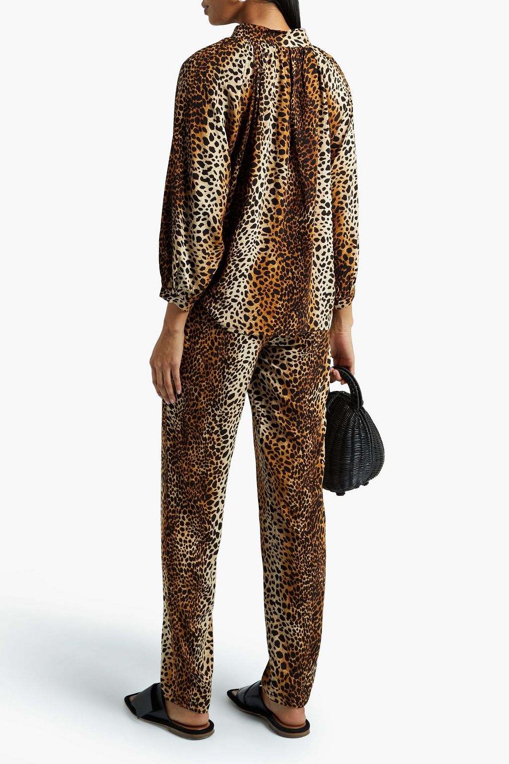 MELISSA ODABASH Jude gathered leopard-print voile straight-leg pants