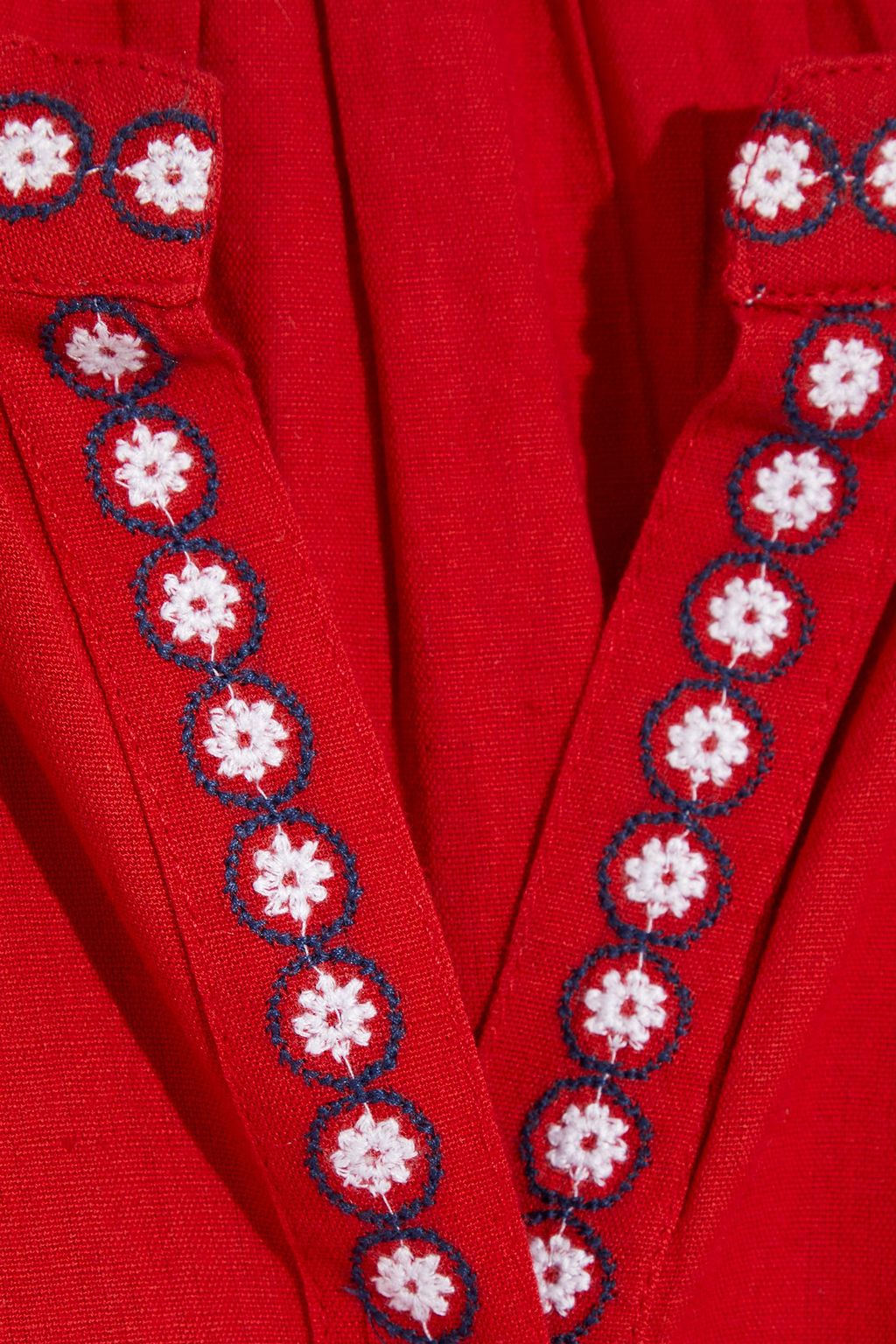 MELISSA ODABASH Tania belted embroidered cotton and linen-blend mini dress