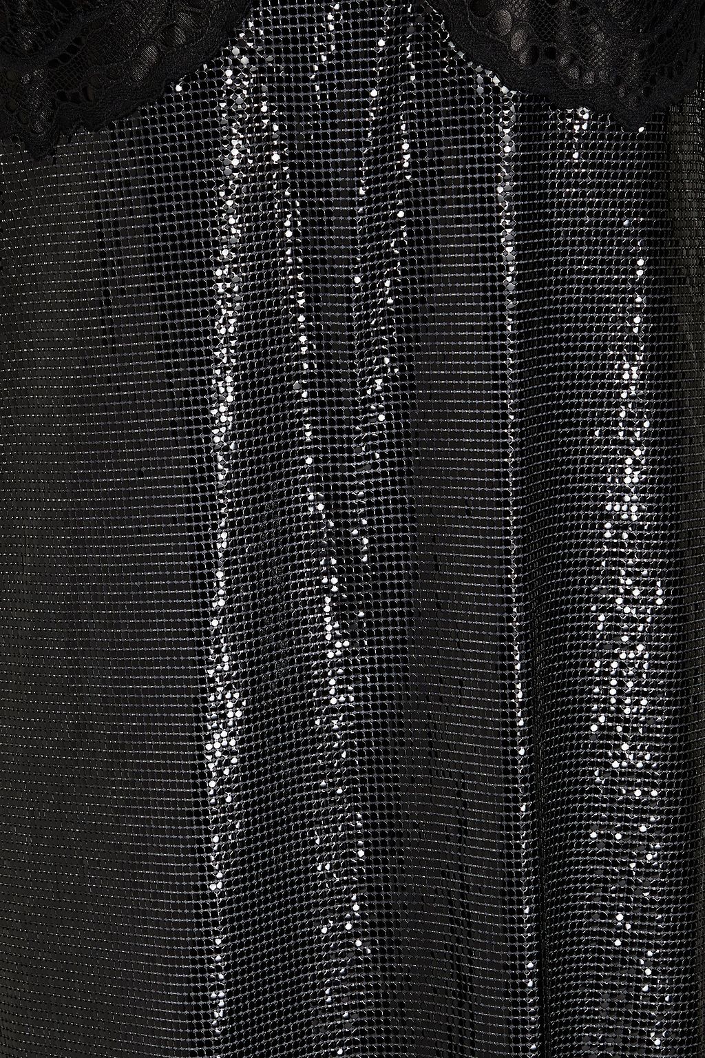 RABANNE Lace-paneled chainmail midi dress