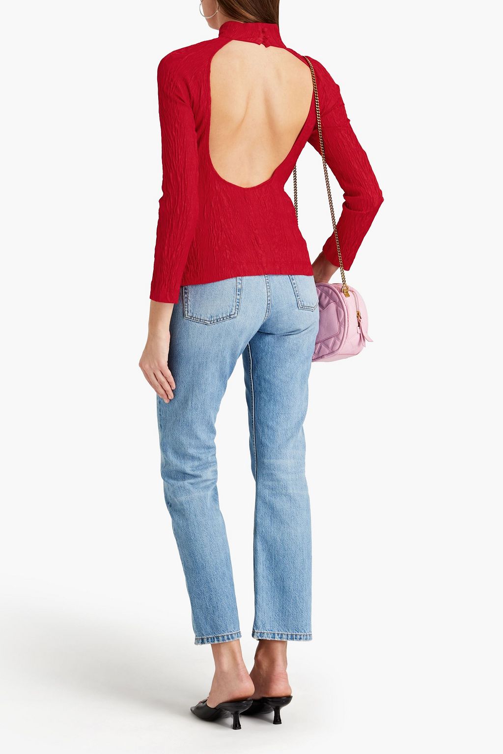 ALEXACHUNG Cutout cloqué turtleneck top