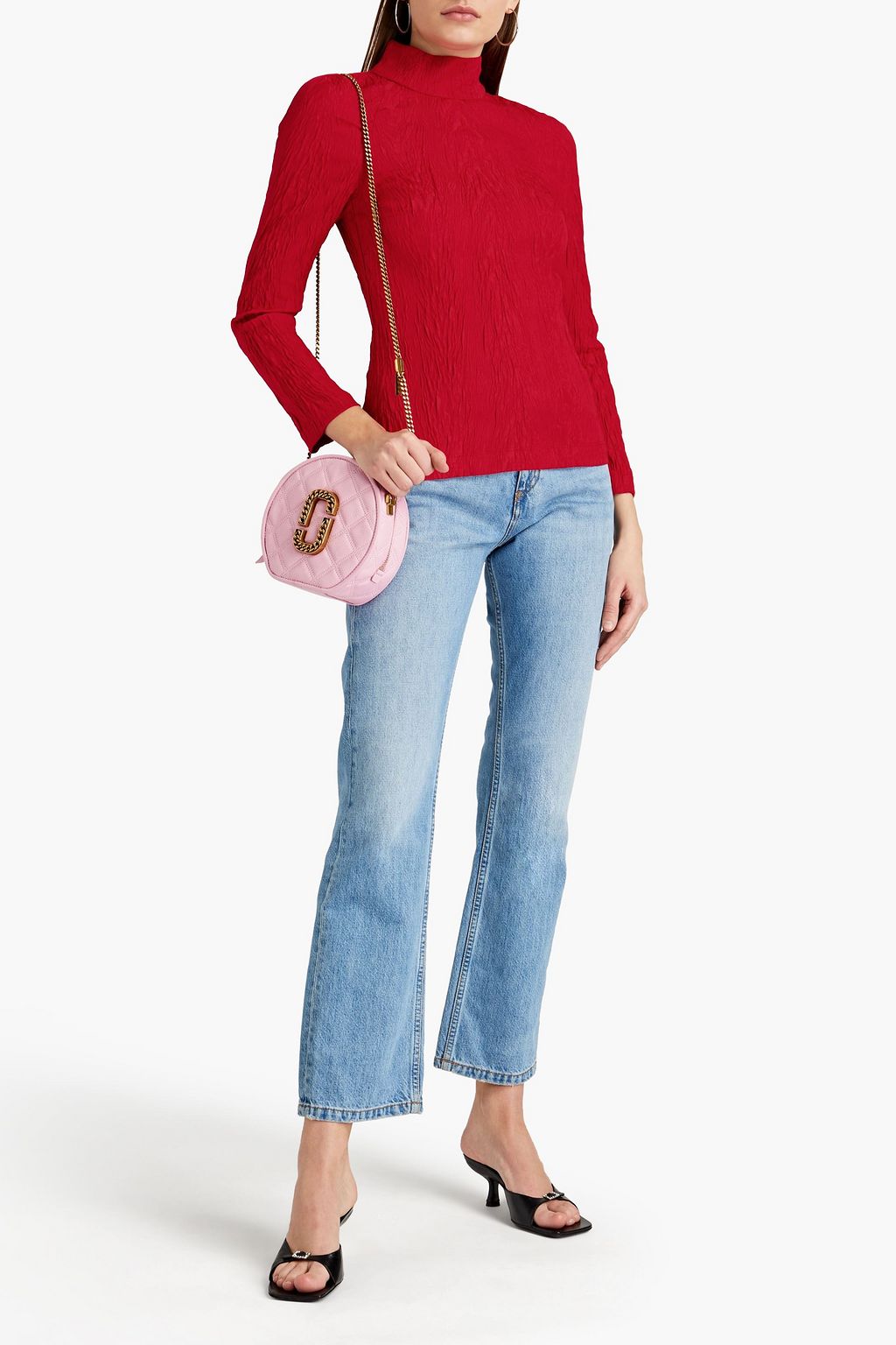 ALEXACHUNG Cutout cloqué turtleneck top