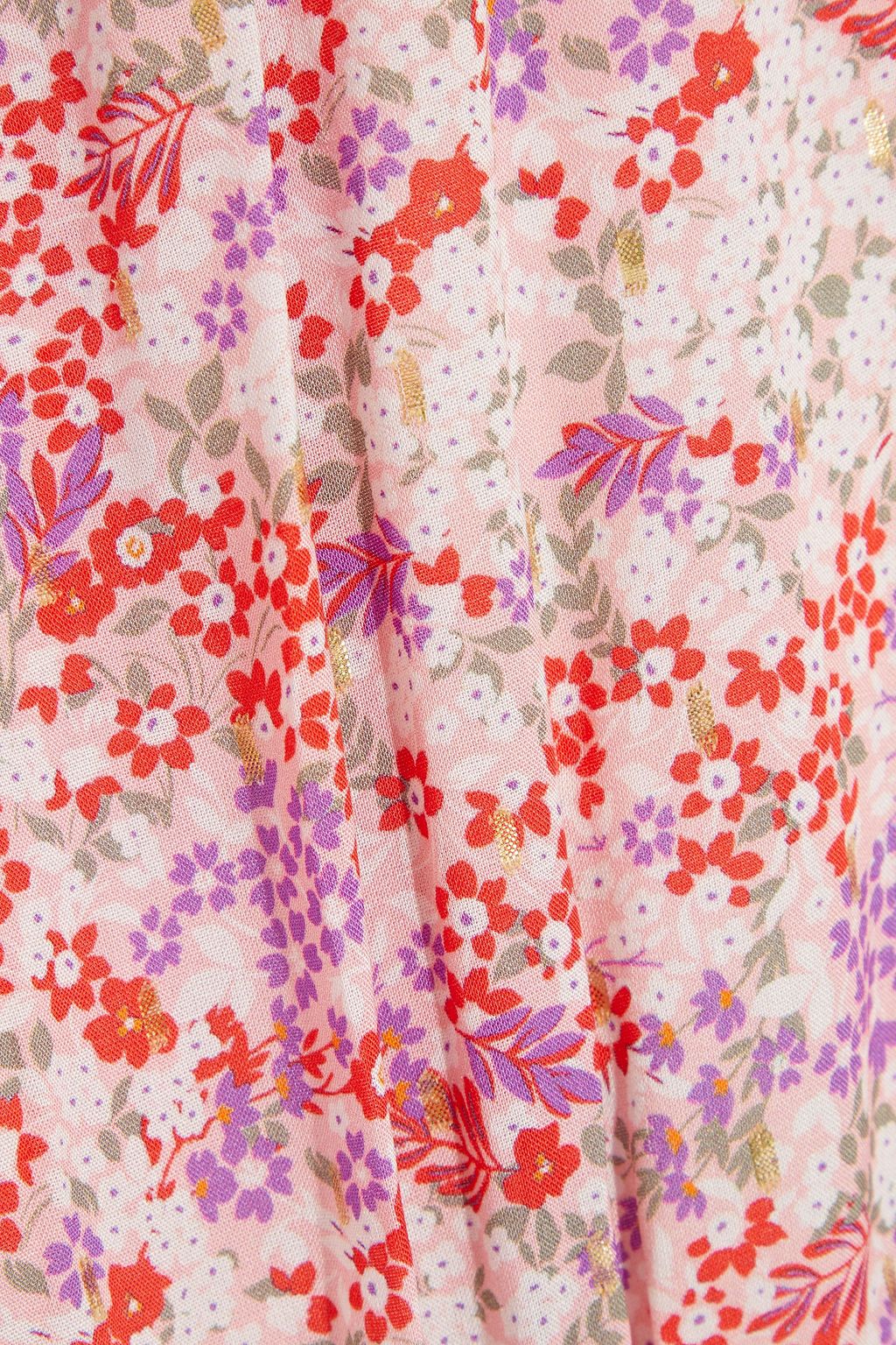 MELISSA ODABASH Sammy tiered floral-print metallic fil coupé voile maxi dress