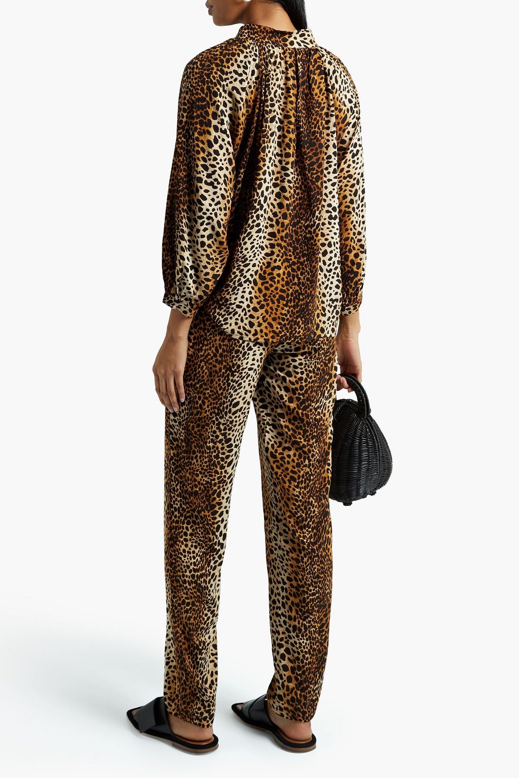 MELISSA ODABASH Lauri gathered leopard-print voile blouse