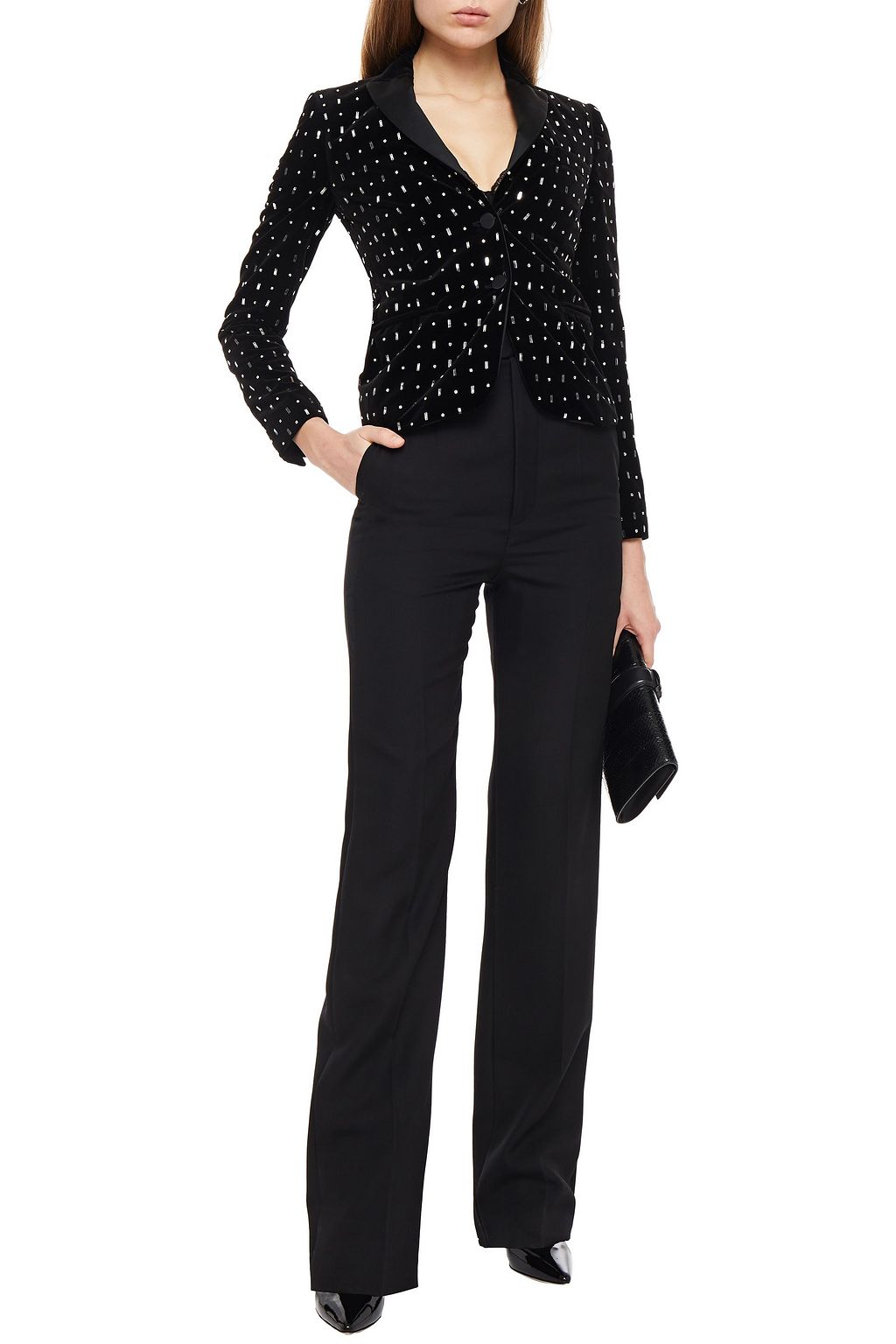 VALENTINO GARAVANI Embellished cotton-velvet blazer