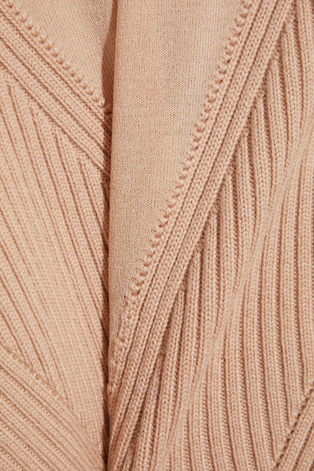 DION LEE Cropped paneled ribbed merino wool turtleneck sweater