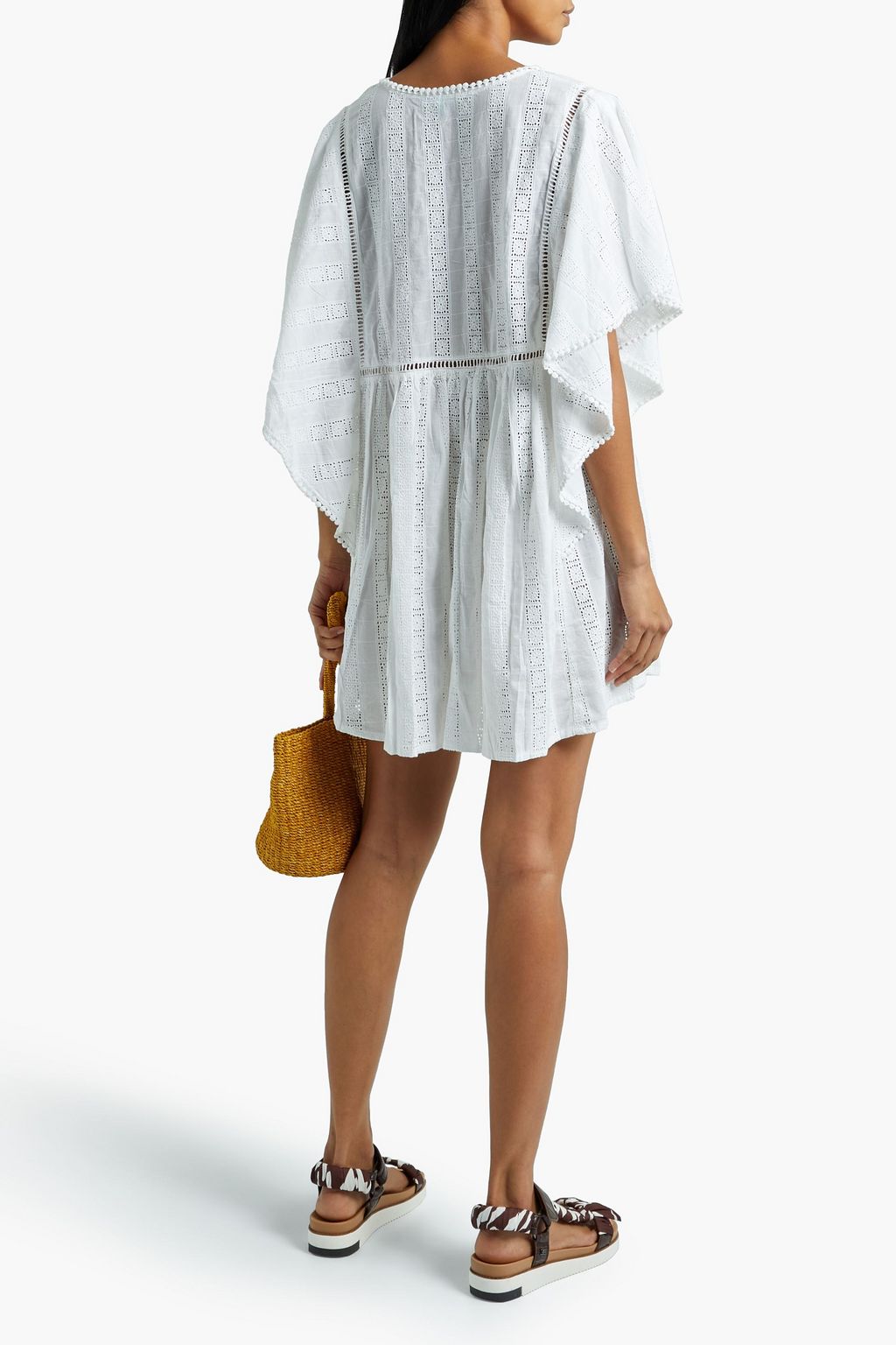 MELISSA ODABASH Brooke ruffled broderie anglaise cotton kaftan