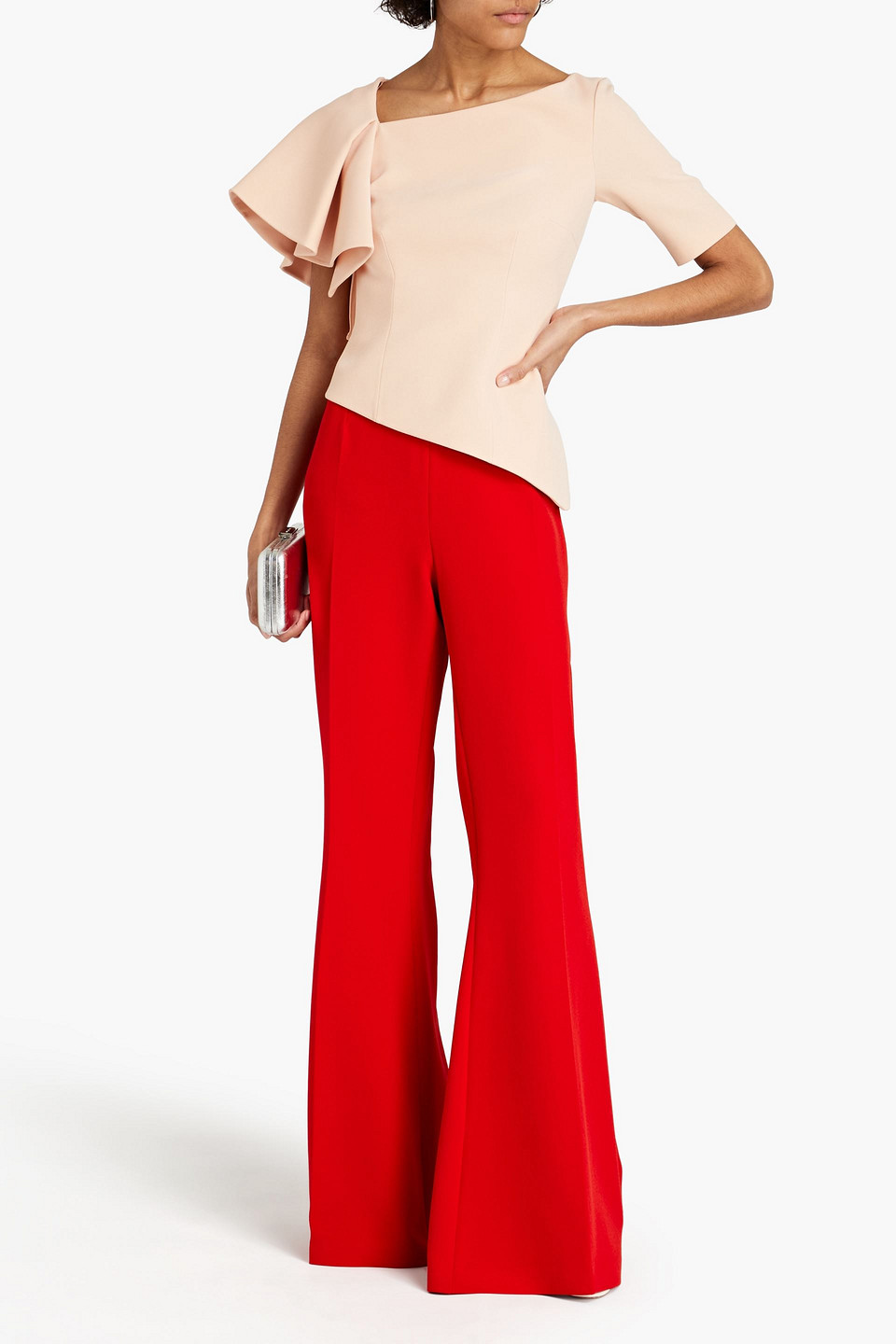 Safiyaa Halluana Stretch-crepe Wide-leg Trousers In Red