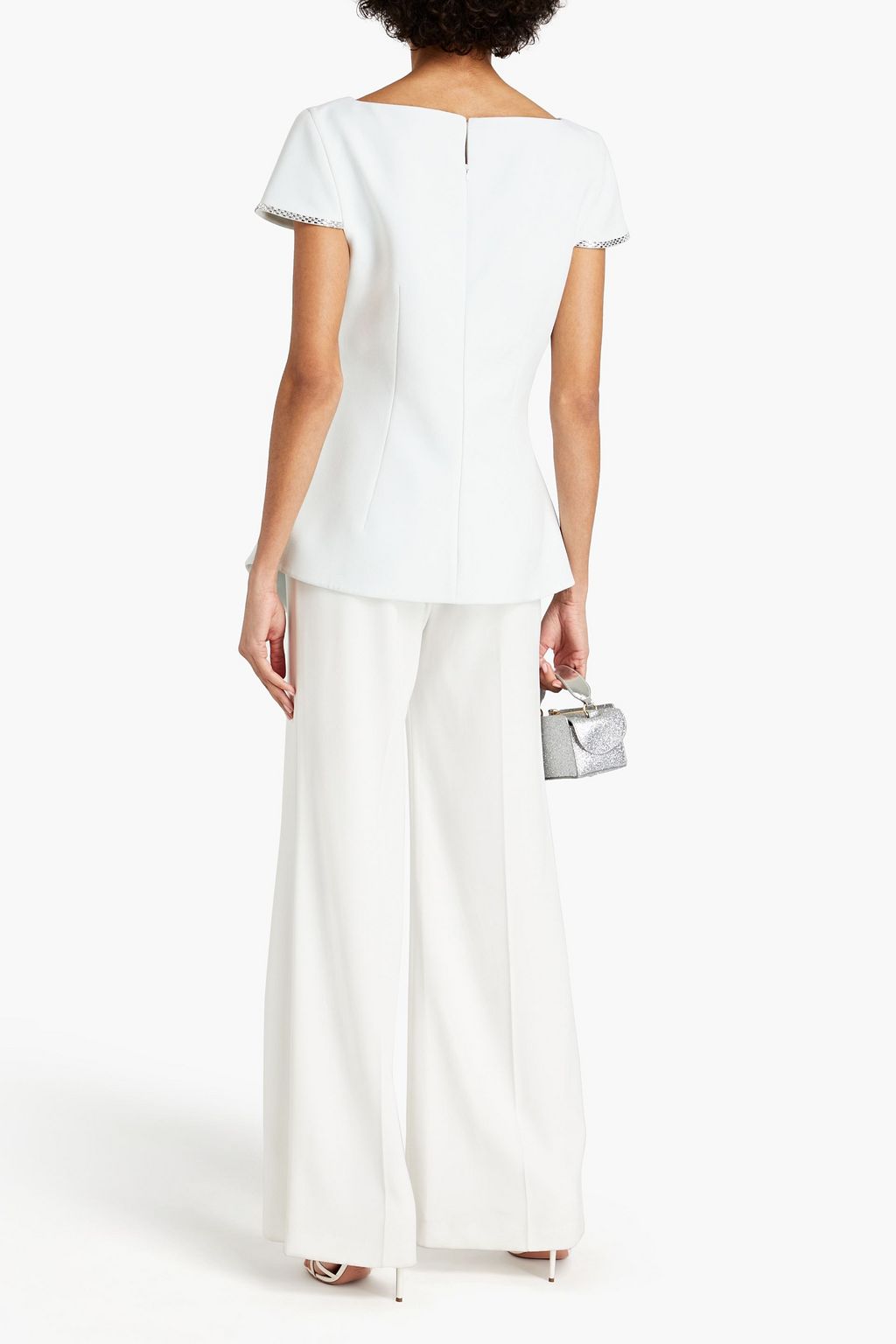 SAFIYAA Agathe Glacier asymmetric crystal-embellished stretch-crepe top