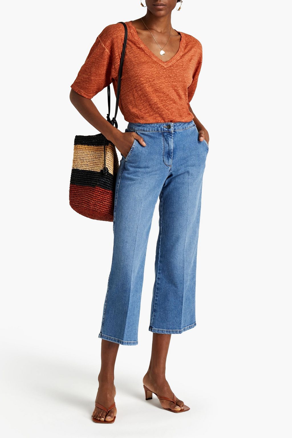 VANESSA BRUNO Cropped high-rise wide-leg jeans
