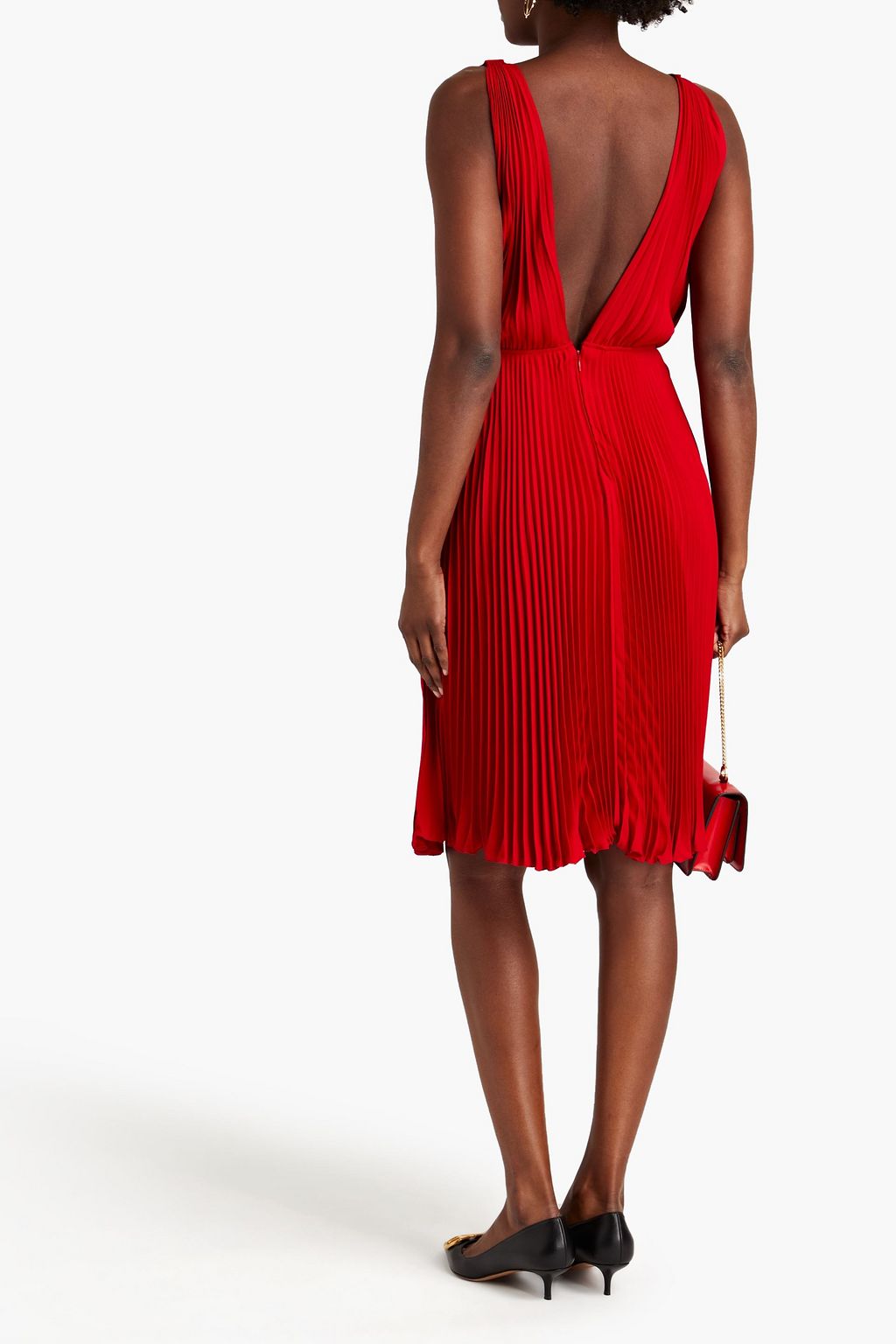 VALENTINO GARAVANI Wrap-effect plissé silk-crepe dress