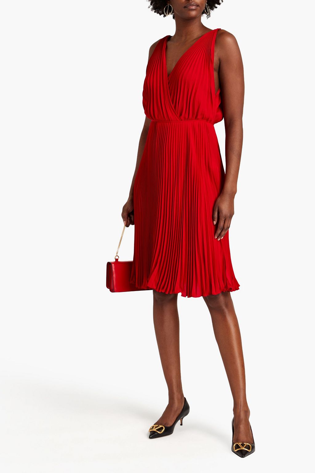 VALENTINO GARAVANI Wrap-effect plissé silk-crepe dress