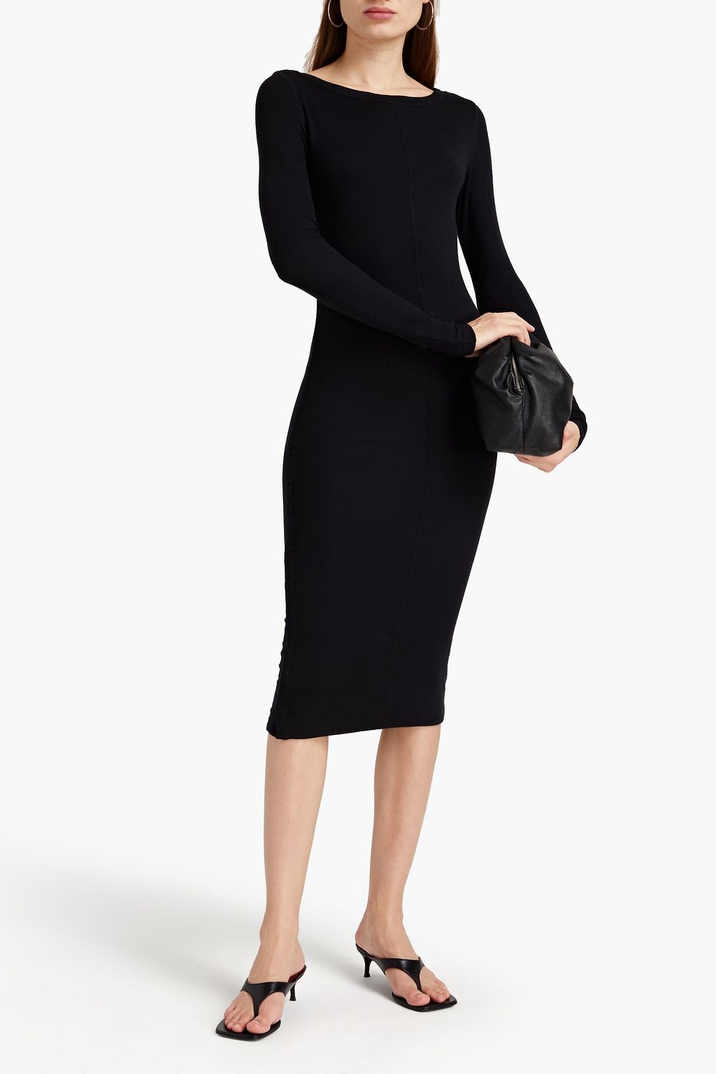 ATM ANTHONY THOMAS MELILLO Snap-detailed ribbed modal-blend jersey midi dress