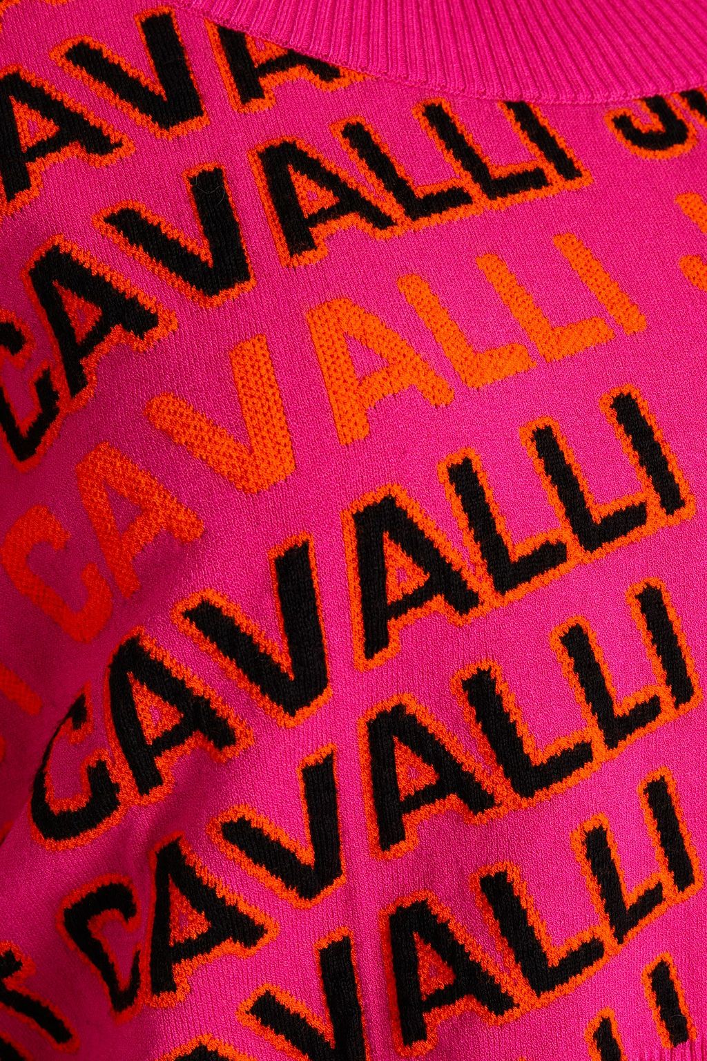 JUST CAVALLI Cropped intarsia-knit sweater