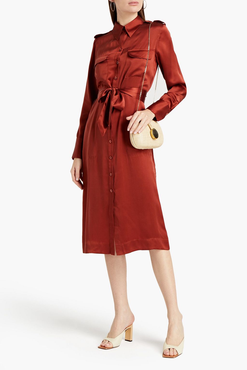 EQUIPMENT Zelie silksatin midi shirt dress THE