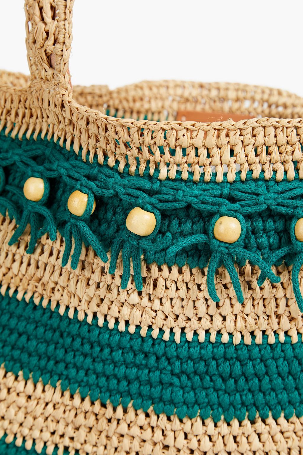 VANESSA BRUNO Paneled striped crochet and raffia tote