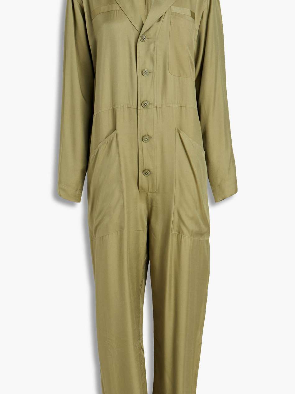 almira pleated satin-twill jumpsuit