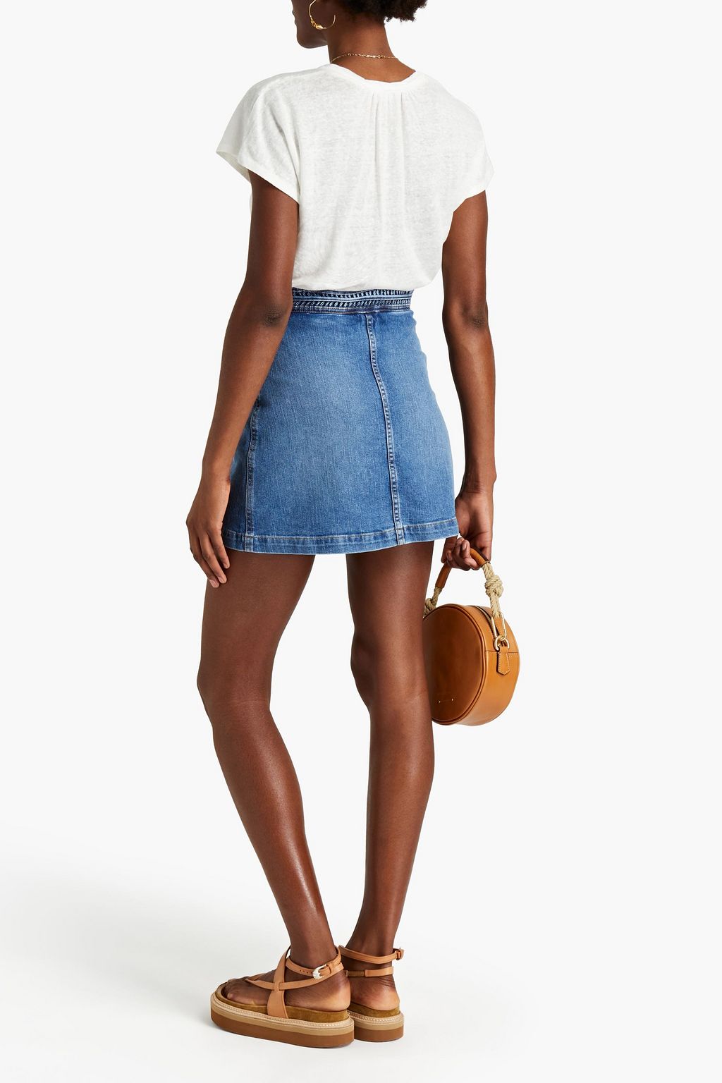 VANESSA BRUNO Gathered slub linen-jersey top