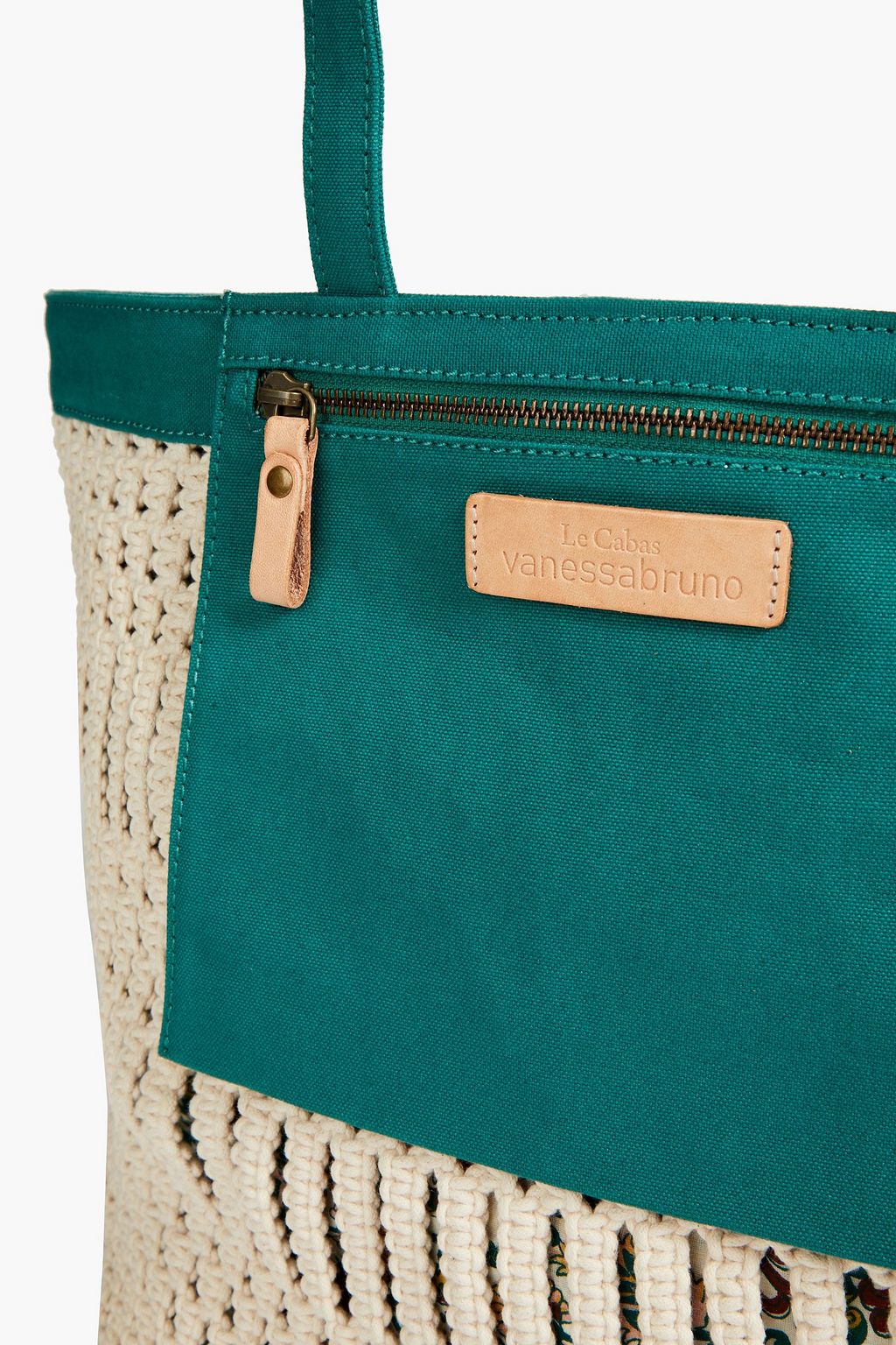 VANESSA BRUNO Canvas-trimmed macramé tote