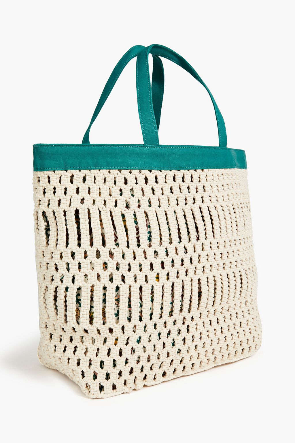 VANESSA BRUNO Canvas-trimmed macramé tote