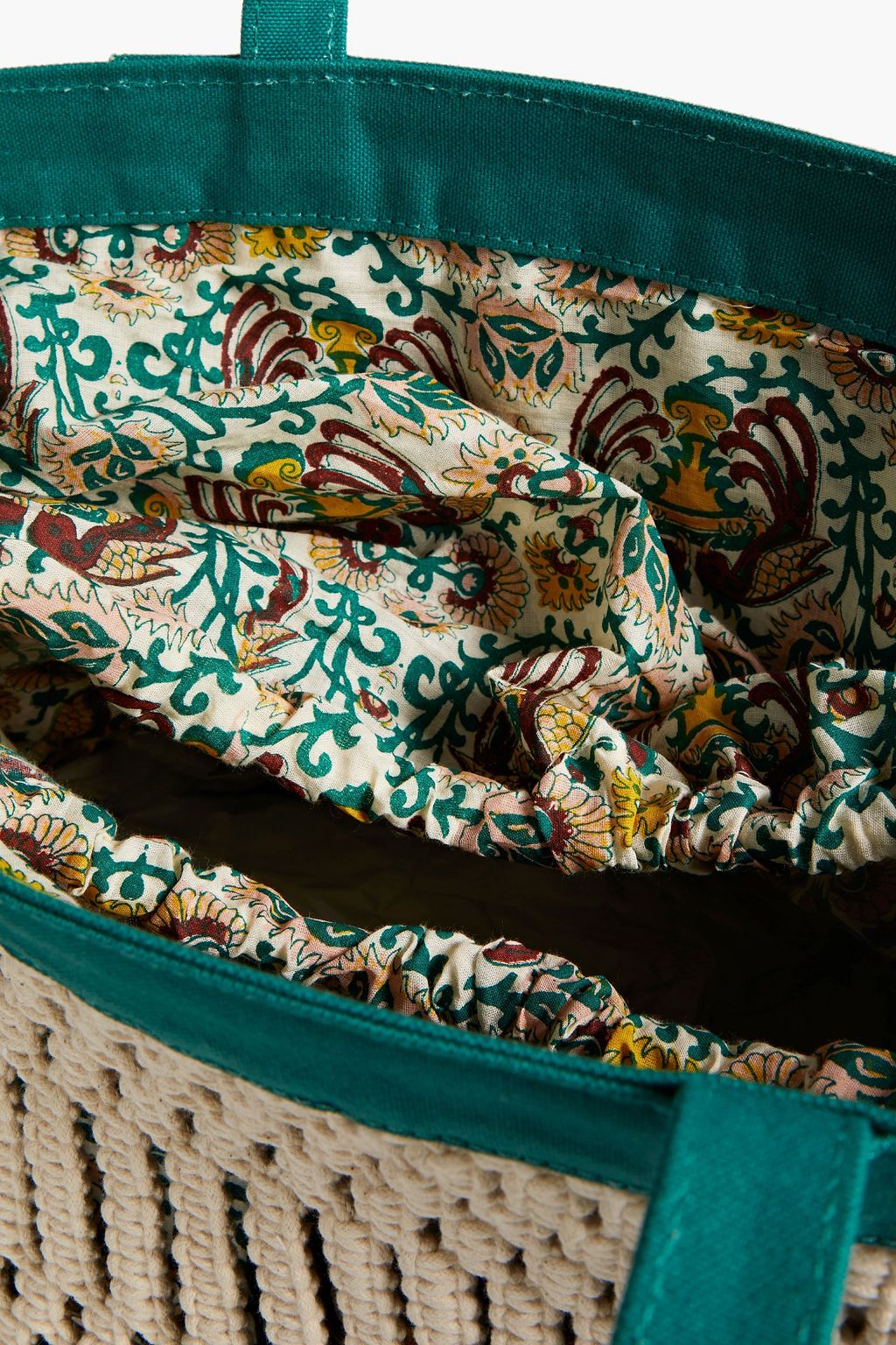 VANESSA BRUNO Canvas-trimmed macramé tote