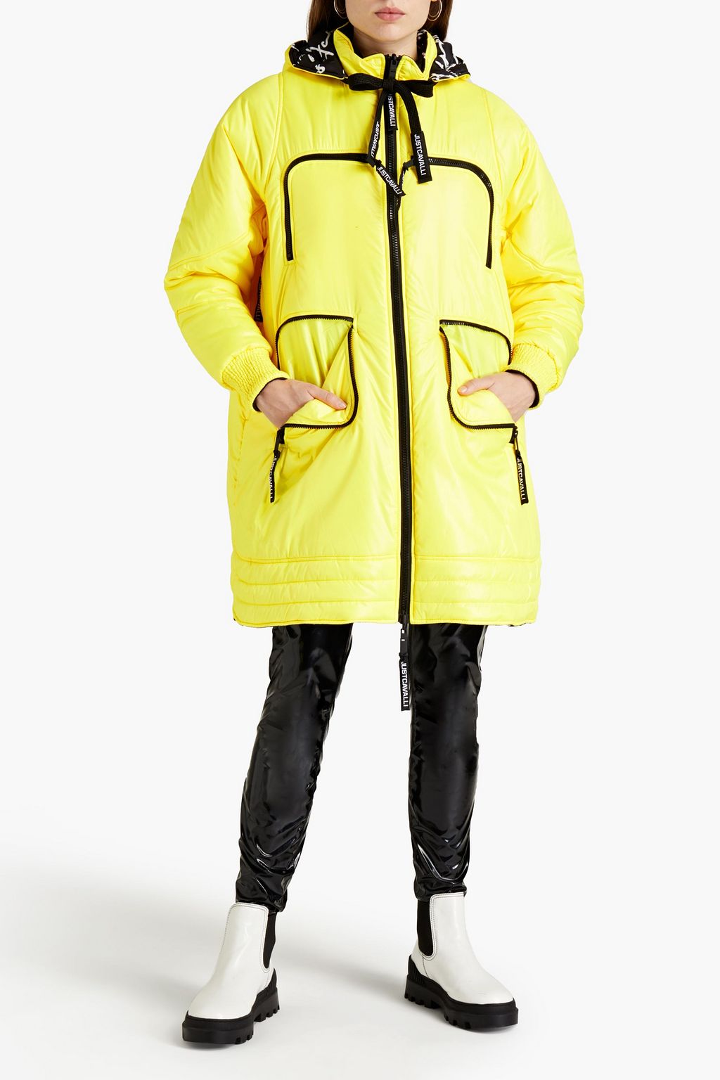 JUST CAVALLI Reversible shell hooded coat