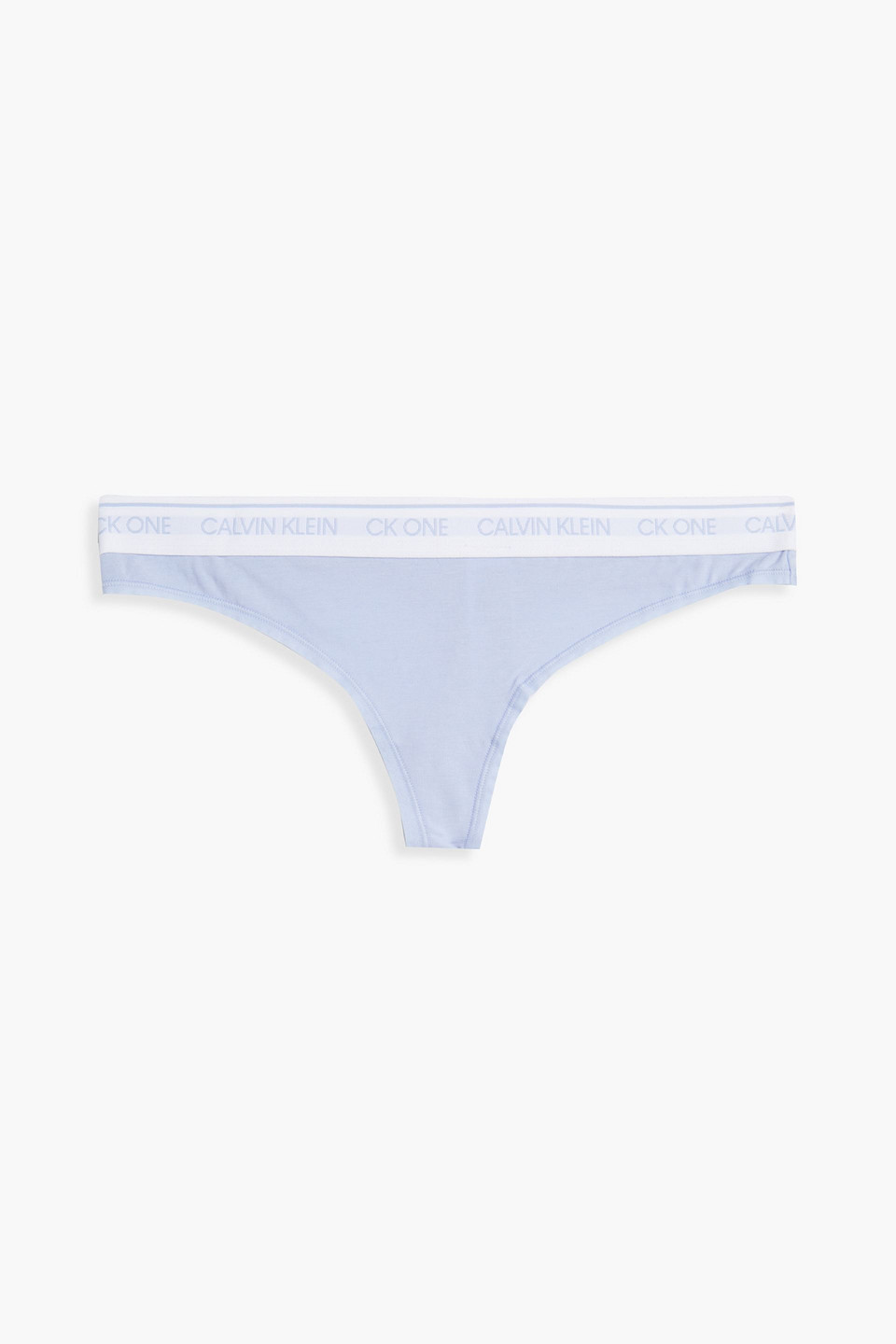 Calvin Klein Cotton-blend Jersey Low-rise Thong In Blue