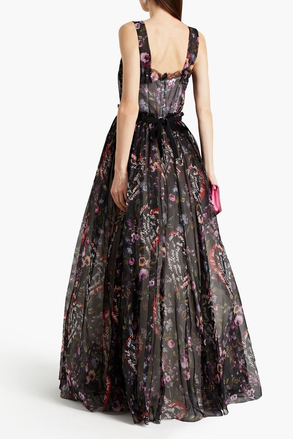 DOLCE&GABBANA Gathered printed silk-organza gown