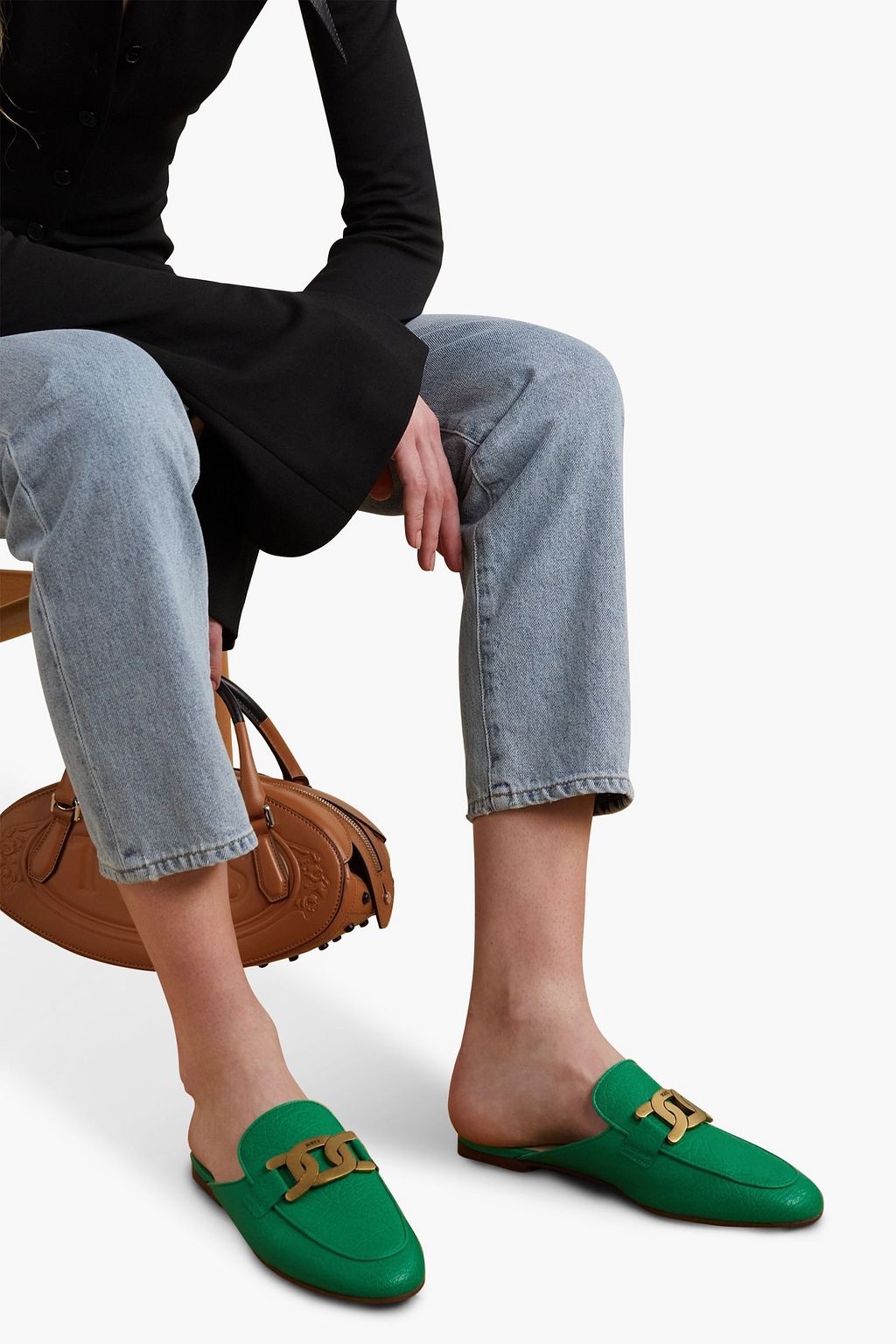 TOD'S Verzierte Slippers aus strukturiertem Leder
