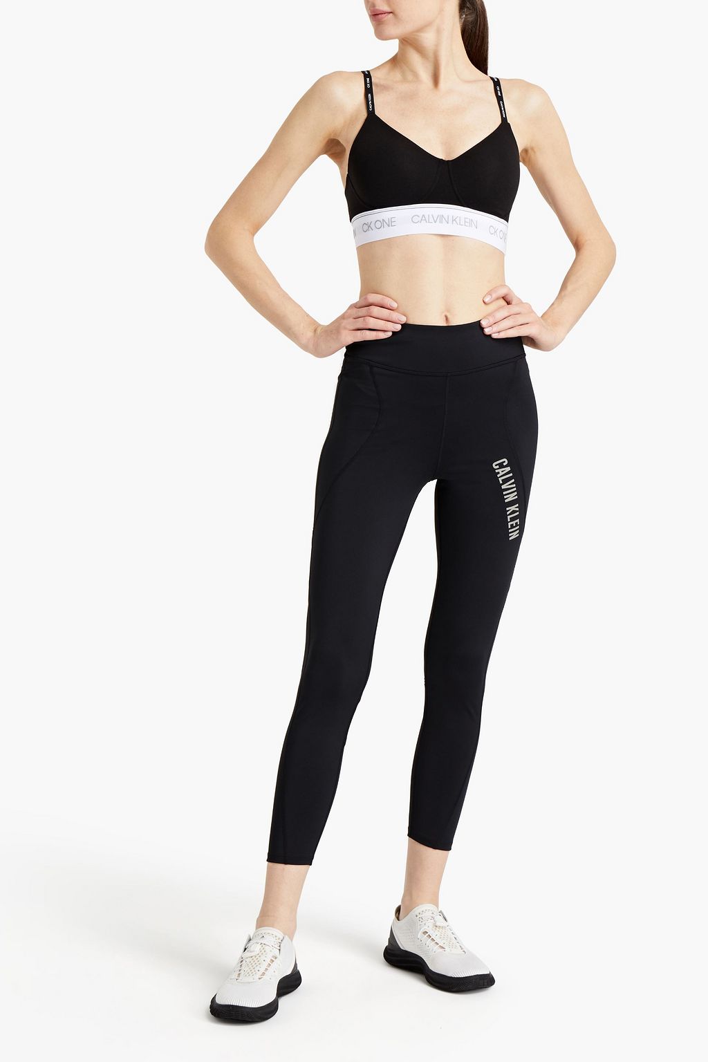 CK ONE Convertible cotton-blend jersey sports bra